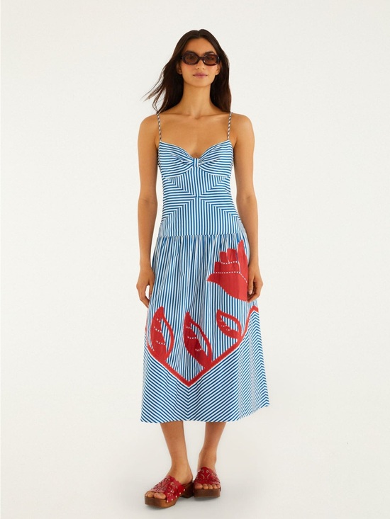 FARM Rio Dresses & Skirts - NWT FARM Rio Sky Stripes Sleeveless Midi Dress